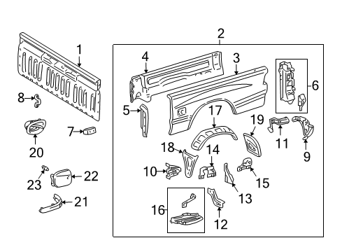 2003 Toyota Tundra Front & Side Panels End Panel Diagram for 65505-0C020