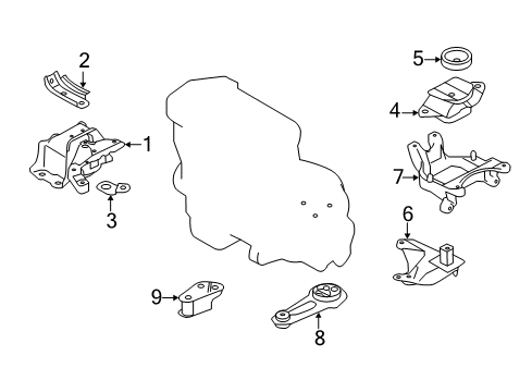 2018 Nissan Versa Engine & Trans Mounting Engine Mounting Support, Left Diagram for 11254-1HA0B