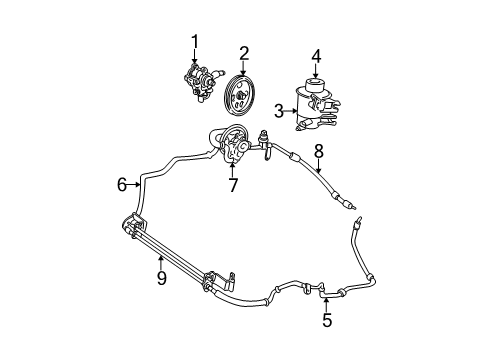 2004 Ford Taurus P/S Pump & Hoses, Steering Gear & Linkage Pressure Hose Diagram for 3F1Z-3A719-AA