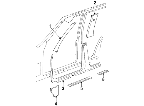 1996 Jeep Grand Cherokee Interior Trim - Pillars, Rocker & Floor Molding-B Pillar Upper Trim Diagram for 5FM55SC1