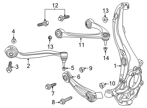 2020 Lincoln Aviator Front Suspension Components, Lower Control Arm, Upper Control Arm, Ride Control, Stabilizer Bar Front Lower Control Arm Mount Bolt Diagram for -W719922-S439