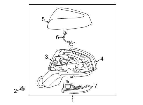 2019 Toyota RAV4 Outside Mirrors Mirror Assembly Diagram for 87910-0R280-J1