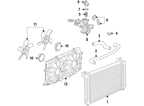 2018 GMC Sierra 1500 Cooling System, Radiator, Water Pump, Cooling Fan Water Pump Assembly Diagram for 12685257