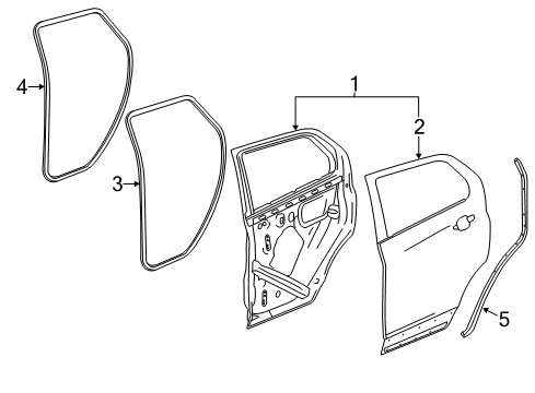 2016 Buick Encore Rear Door Weatherstrip On Body Diagram for 94550168