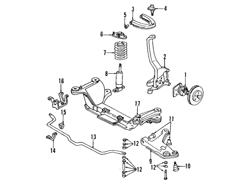 1994 Pontiac Firebird Front Suspension Components, Lower Control Arm, Upper Control Arm, Stabilizer Bar Front Shock Absorber Assembly Diagram for 22199128