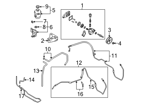 2003 Hyundai Santa Fe P/S Pump & Hoses, Steering Gear & Linkage Reservoir Assembly-Power Steering Diagram for 57176-26500
