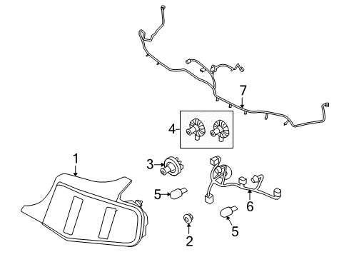 2013 Ford Mustang Tail Lamps Wire Harness Diagram for DR3Z-13412-AA