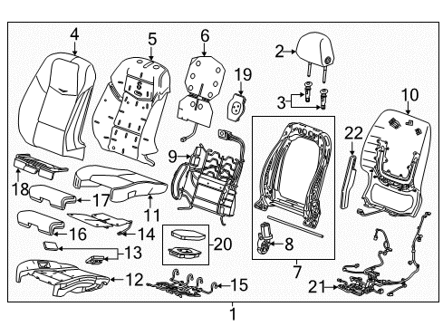 2018 Cadillac CTS Driver Seat Components Seat Back Heater Diagram for 13508732