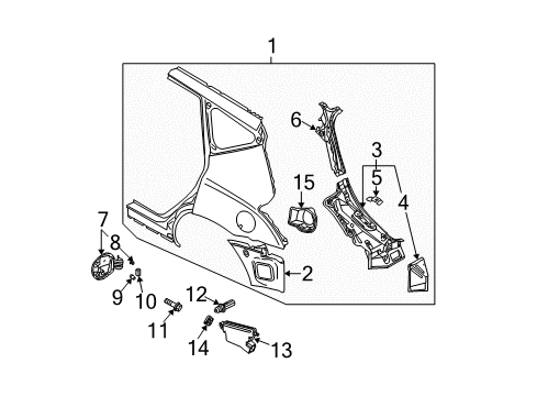 2007 Nissan Murano Quarter Panel & Components Extension-Rear Fender, RH Diagram for 78116-CA000