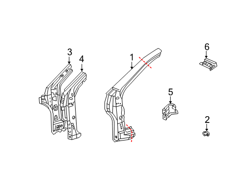 2004 Toyota Matrix Hinge Pillar Hinge Pillar Reinforcement Diagram for 61109-01020