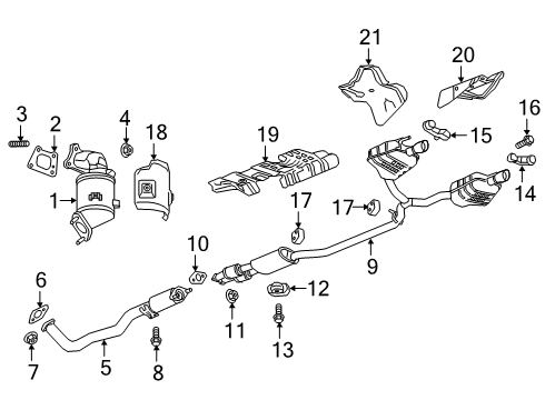 2020 Cadillac XT6 Exhaust Components Muffler & Pipe Assembly Diagram for 84754326