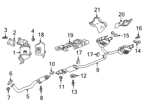 2021 Cadillac XT6 Exhaust Manifold Converter Shield Diagram for 55488530