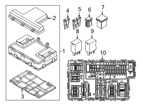 2021 Ford Ranger Electrical Components Top Cover Diagram for G2GZ-14A003-A