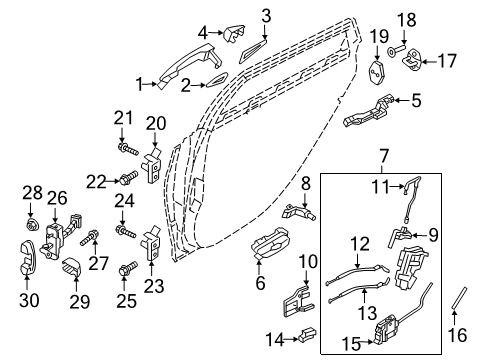 2018 Genesis G80 Front Door Hinge Assembly-Rear Door Upper, LH Diagram for 79410-3M000