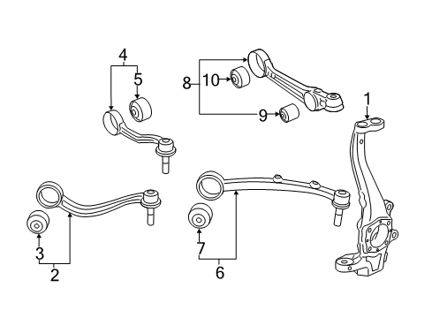 2012 Hyundai Equus Front Suspension Components, Lower Control Arm, Upper Control Arm, Ride Control, Stabilizer Bar Bush-Front Lower Arm(G) Diagram for 54584-3M000
