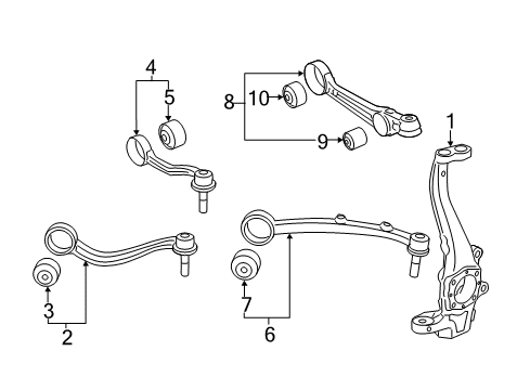 2012 Hyundai Equus Front Suspension Components, Lower Control Arm, Upper Control Arm, Ride Control, Stabilizer Bar Bush-Front Lower Arm"S" Diagram for 54552-3M000