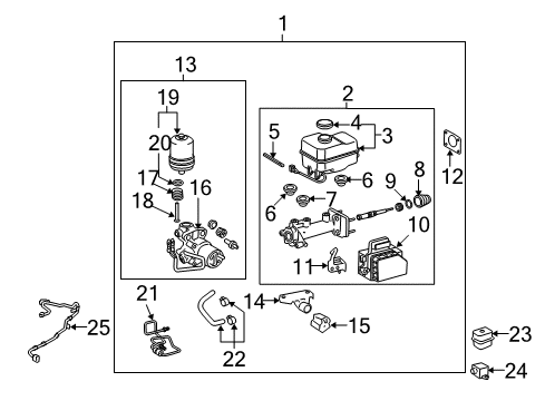 2009 Toyota 4Runner Traction Control Components Master Cylinder Diagram for 47025-35071