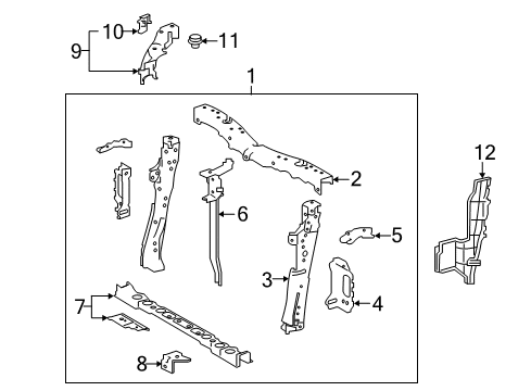 2017 Toyota Corolla iM Radiator Support Air Deflector Diagram for 16595-37060