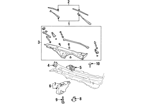 2000 Lincoln Town Car Wiper & Washer Components Wiper Linkage Diagram for F8VZ-17566-AA