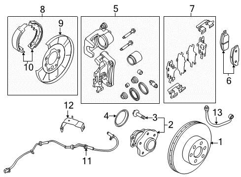 2015 Nissan Pathfinder Brake Components Hardware Kit-Front Disc Brake Pad Diagram for D1080-3JA0A