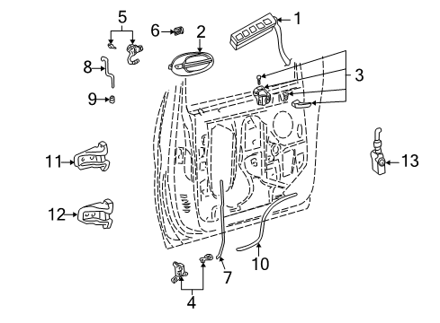 2005 Mercury Monterey Front Door - Lock & Hardware Upper Hinge Diagram for F88Z-1622800-AA