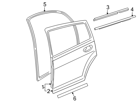 2011 Dodge Caliber Rear Door WEATHERSTRIP-Rear Door Mounted Diagram for 5074280AD