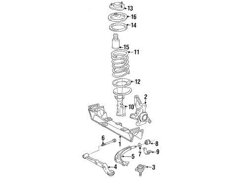 1992 Toyota Previa Front Suspension Components, Lower Control Arm, Stabilizer Bar Rear Lower Control Arm Bolt Diagram for 90105-14073