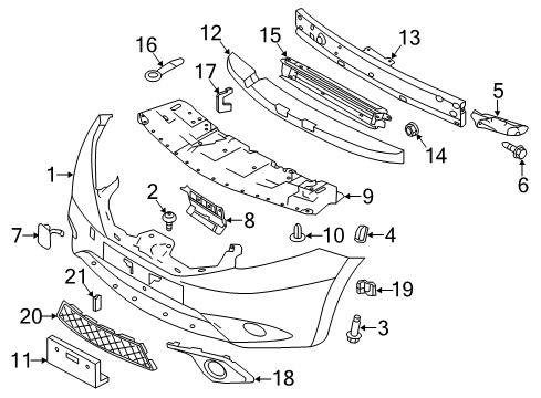 2015 Nissan Versa Note Front Bumper Bracket-Licence Plate Diagram for 96210-3WC0A