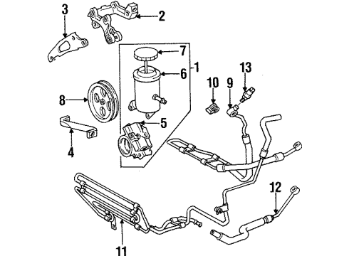 1997 Toyota Supra P/S Pump & Hoses, Steering Gear & Linkage, Speed Sensitive Steering Reservoir Assy, Vane Pump Oil Diagram for 44306-30280