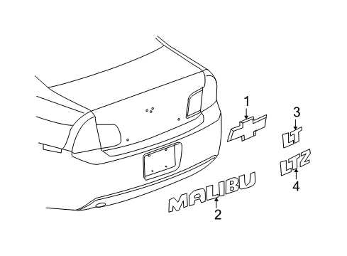 2009 Chevrolet Malibu Exterior Trim - Trunk Lid Emblem Diagram for 22774273
