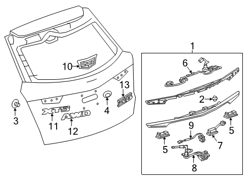  APPLIQUE ASM-RR CLSR CTR W/LIC PLT LP *GALVANO SILVV Diagram for 84393077