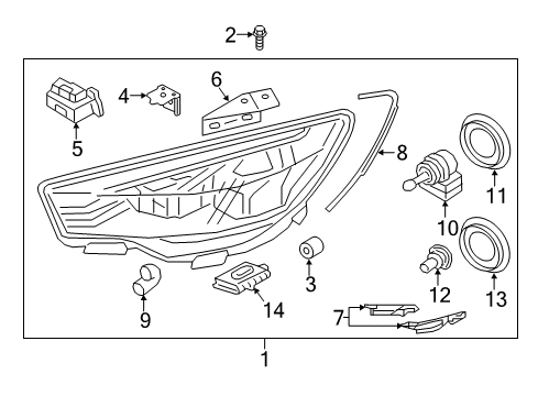 2015 Kia K900 Headlamps Driver Side Headlight Assembly Diagram for 921013T520