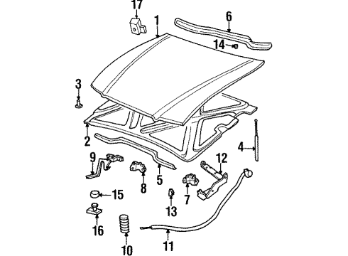1999 Buick LeSabre Hood & Components Latch Asm-Hood Secondary Diagram for 25625418