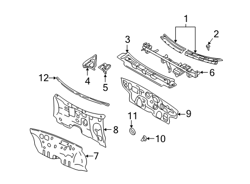 2002 Hyundai Elantra Cowl Insulator-Dash Panel Diagram for 84124-2D050