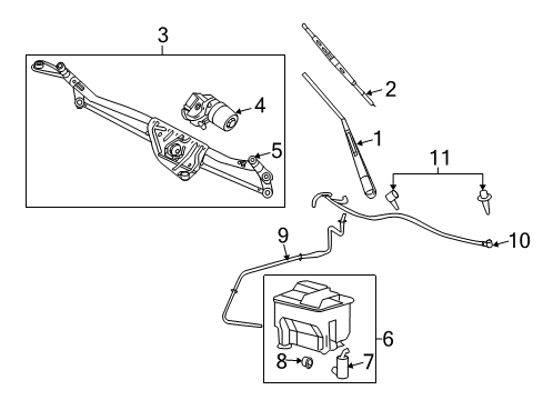 2008 Lincoln Mark LT Wiper & Washer Components Washer Hose Diagram for 4L3Z-17K605-AA