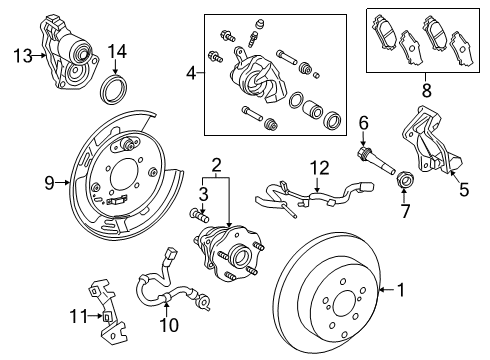 2020 Lexus RX350L Rear Brakes Wire, Skid Control Sensor Diagram for 89516-0E170