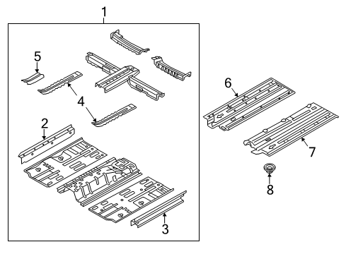 2015 Kia Forte5 Pillars, Rocker & Floor - Floor & Rails Under Cover Assembly, RH Diagram for 84145A7000