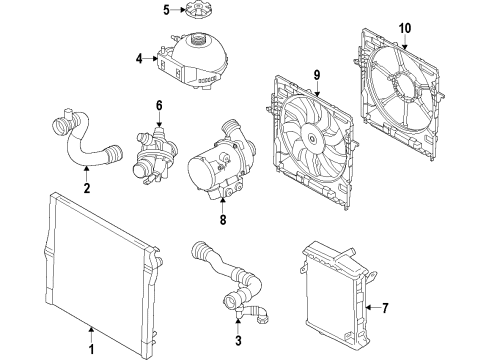 2012 BMW 328i Cooling System, Radiator, Water Pump, Cooling Fan Engine Cooling Fan Assembly Diagram for 17427640513