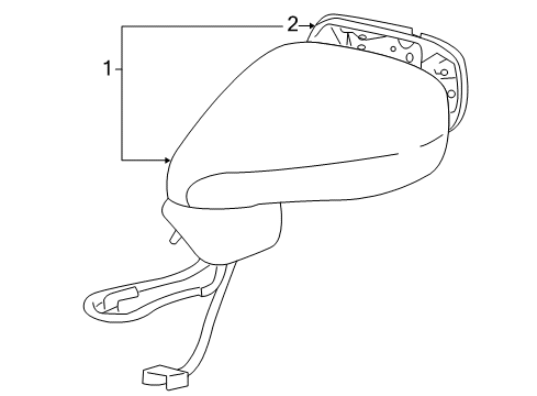 2009 Lexus LS600h Outside Mirrors Mirror Assy, Outer Rear View, RH Diagram for 87910-50551-A2