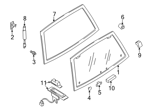 2000 Nissan Quest Lift Gate Hinge-Glass Hatch, RH Diagram for 90320-7B016