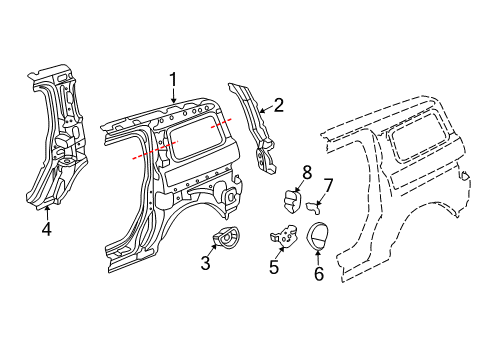 2007 Honda Element Quarter Panel & Components Adapter, Fuel Cap Diagram for 63915-SCV-A00ZZ