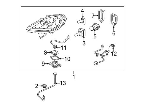 2013 Chevrolet Corvette Headlamps Headlamp Assembly Diagram for 19351975