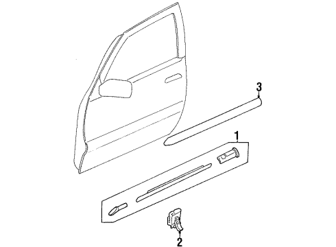 2000 Ford Escort Exterior Trim - Front Door Body Side Molding Diagram for 3S4Z-5420878-AAPTM