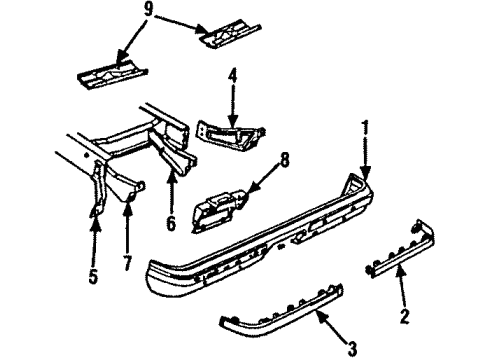 1987 GMC R3500 Rear Bumper Brace-Rear Bumper Imp Bar Outer (RH) Diagram for 14067784