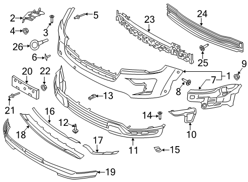 2019 Ford Explorer Front Bumper Outer Molding Diagram for JB5Z-17E810-AA