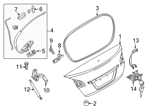 2012 Nissan Murano Trunk WEATHERSTRIP-Trunk Lid Diagram for 84830-1GR0A