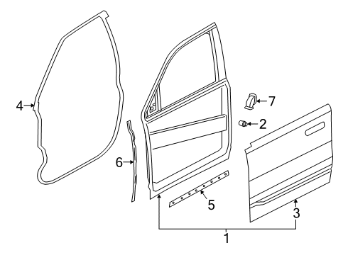 2019 Ram 1500 Front Door W/STRIP-Front Door Mounted Diagram for 68291602AE