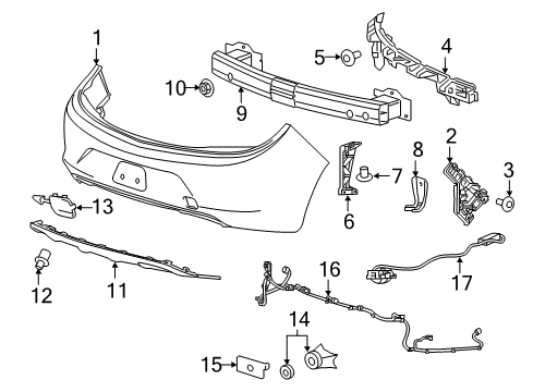 2018 Buick Cascada Parking Aid Bumper Cover Diagram for 39040682