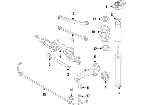 2018 BMW X2 Rear Suspension, Lower Control Arm, Upper Control Arm, Stabilizer Bar, Suspension Components Stabilizer, Rear Axle Diagram for 33506888447
