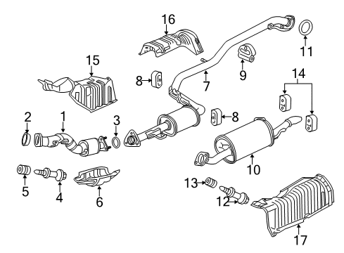 2010 Honda Insight Exhaust Components Converter Diagram for 18190-RBJ-A00